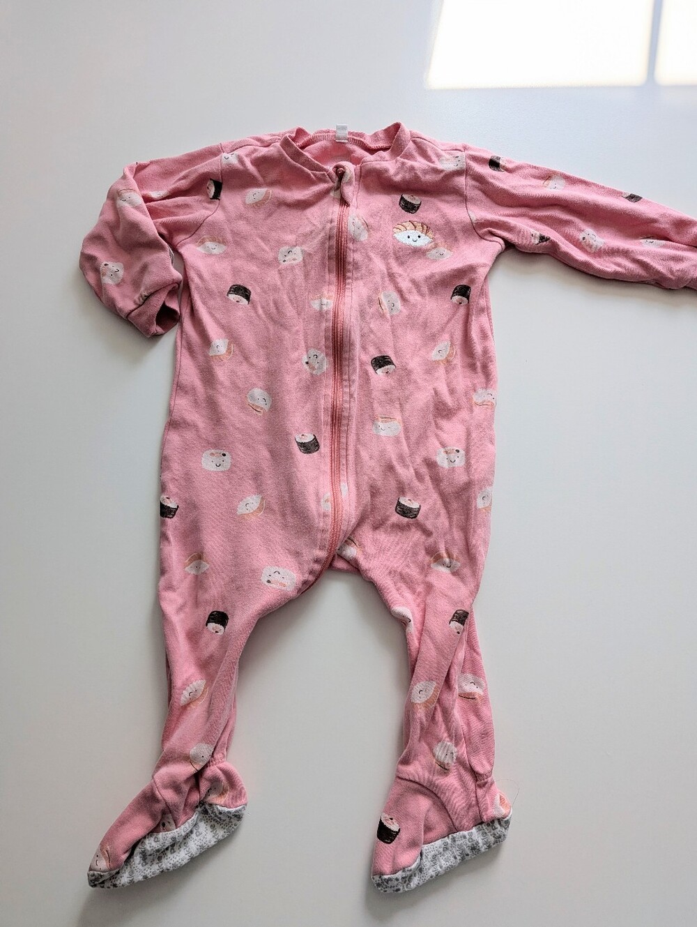 5 For 25$ PEKKLE - Kids Pink Footed One-Piece Zipper Pajamas
